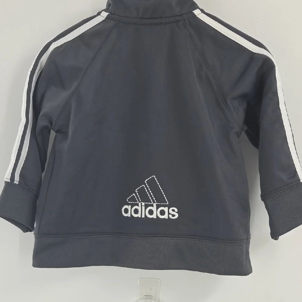 Adidas Kids Tracksuit - Dark Gray with White Stripes